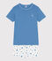 Pijama corto infantil de algodón azul ALASKA/blanco MARSHMALLOW
