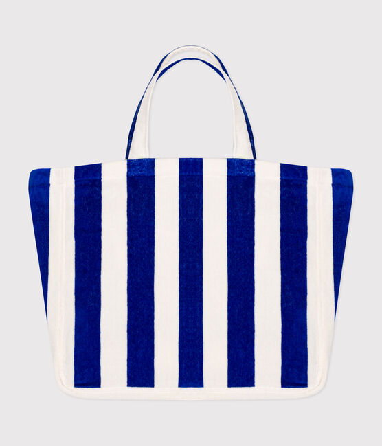 BOLSO DE RIZO BOUCLETTE RAYAS PARA MUJER  azul SURF/blanco MARSHMALLOW