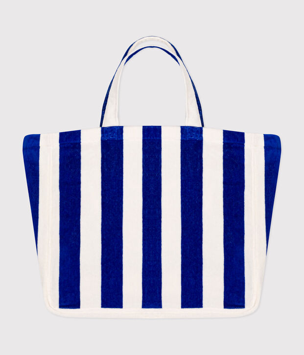 BOLSO DE RIZO BOUCLETTE RAYAS PARA MUJER azul/blanco