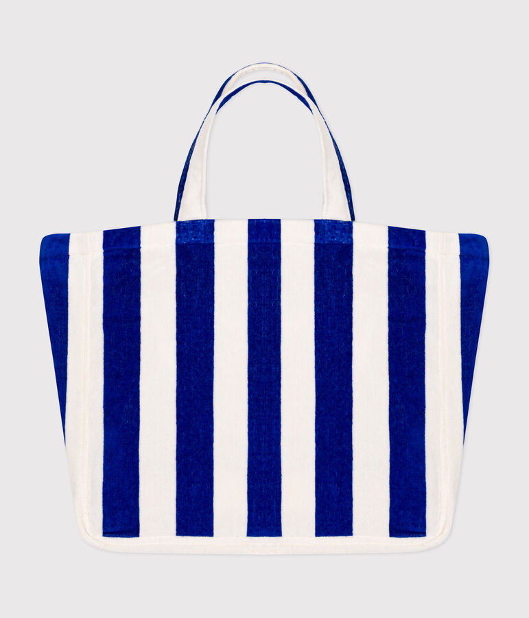 BOLSO DE RIZO BOUCLETTE RAYAS PARA MUJER azul/blanco