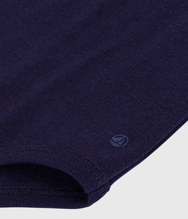 Body de algod&oacute;n liso con cuello vuelto para beb&eacute; azul