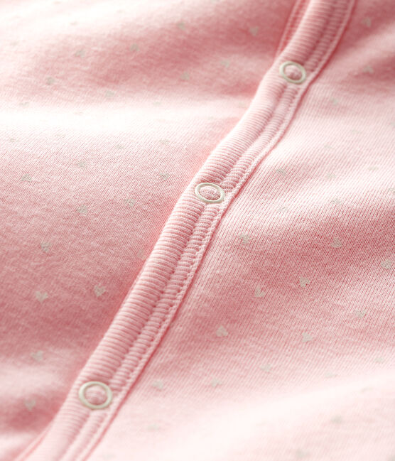 Pelele sin pies de punto acanalado enguatado para bebé niña rosa MINOIS/blanco MARSHMALLOW