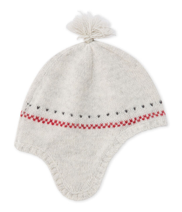 Gorro peruano de lana para beb&eacute; unisex beige