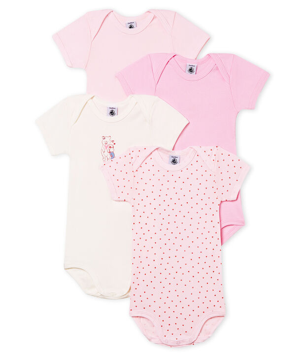 Cuatro bodis para beb&eacute; ni&ntilde;a multicolor