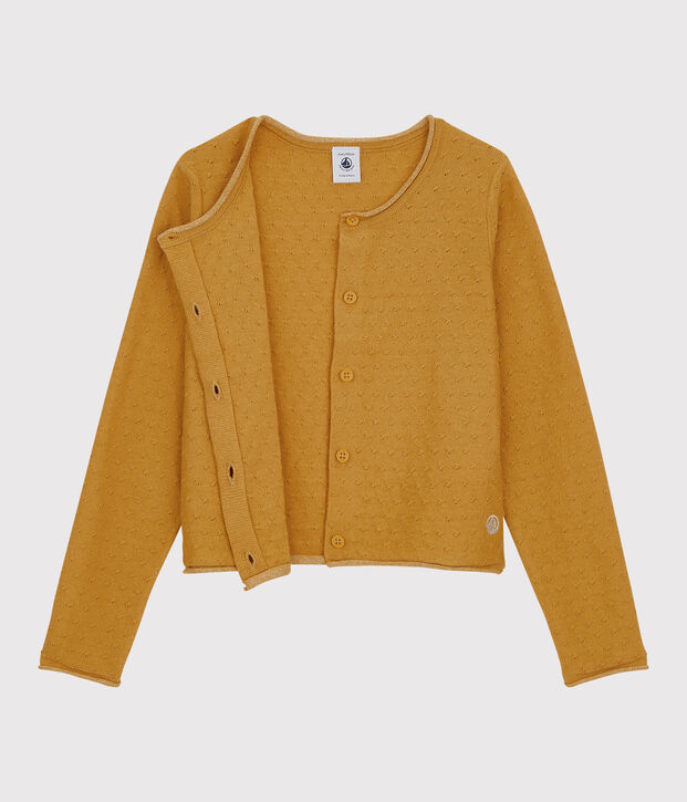 C&aacute;rdigan de lana y algod&oacute;n para ni&ntilde;a amarillo