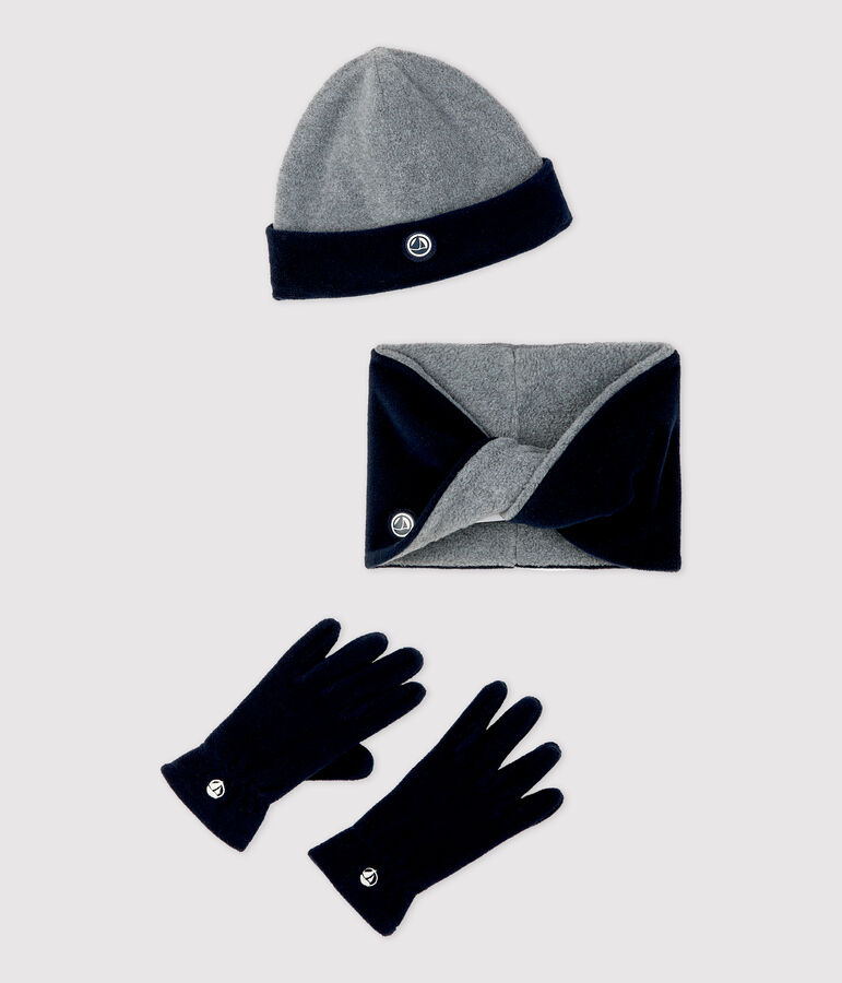 Conjunto polar de ni&ntilde;a/ni&ntilde;o gris/azul