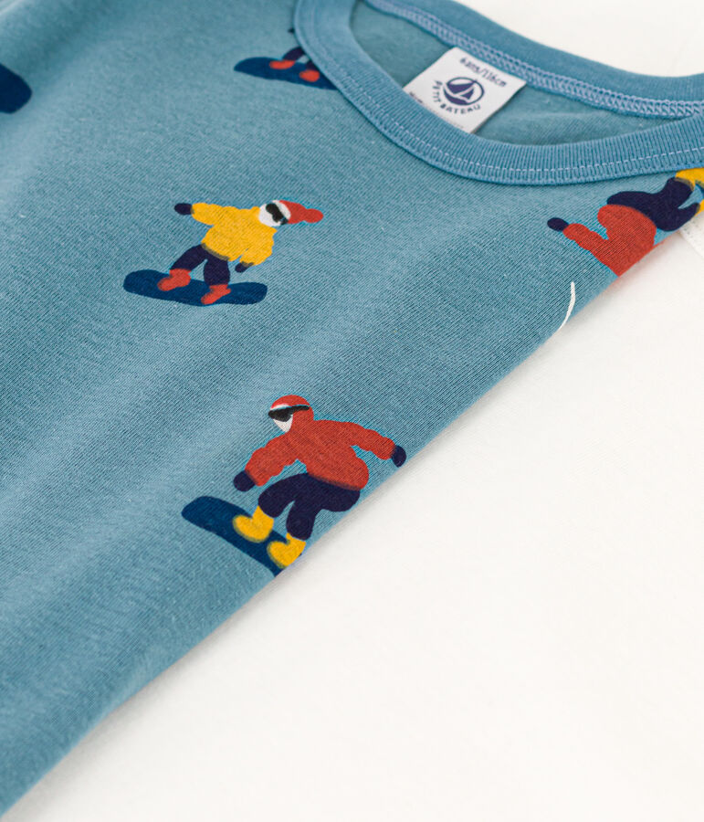 Juego de 2 camisetas de manga corta de algod&oacute;n snowboard para ni&ntilde;o multicolor