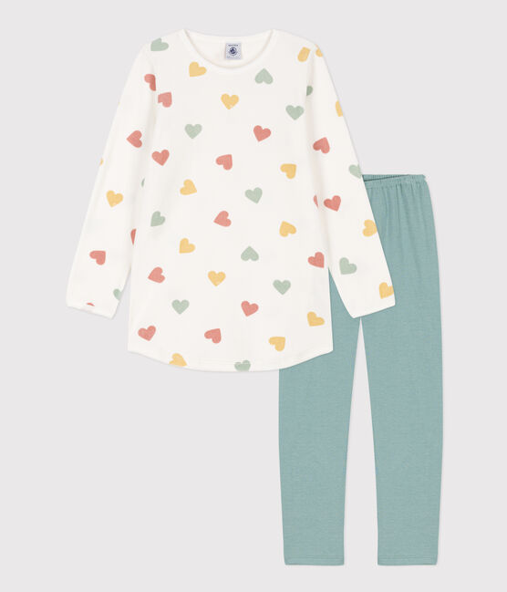 Camisón de terciopelo con corazón para niña blanco MARSHMALLOW/blanco MULTICO