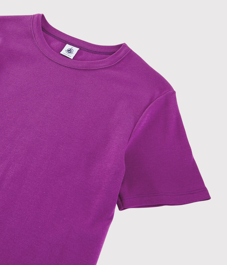 Camiseta de cuello redondo emblem&aacute;tica de algod&oacute;n de mujer violeta