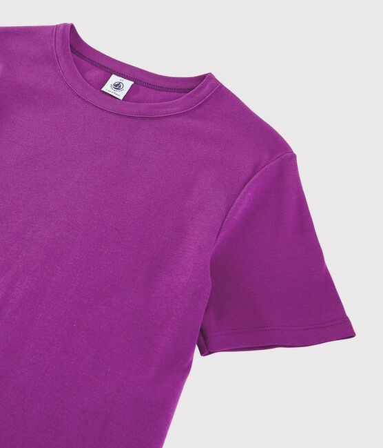 Camiseta de cuello redondo emblemática de algodón de mujer violeta HIBISCUS