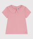 Camiseta infantil lisa de manga corta de algodón con cuello