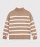 Jersey de cuello alto de lana y algod&oacute;n a rayas para mujer beige/crudo