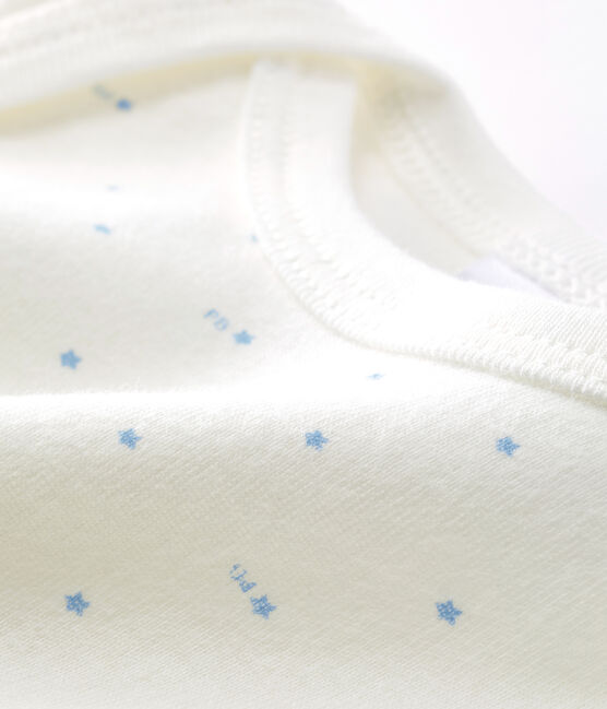 Body de manga larga para bebé niño blanco MARSHMALLOW/azul ACIER