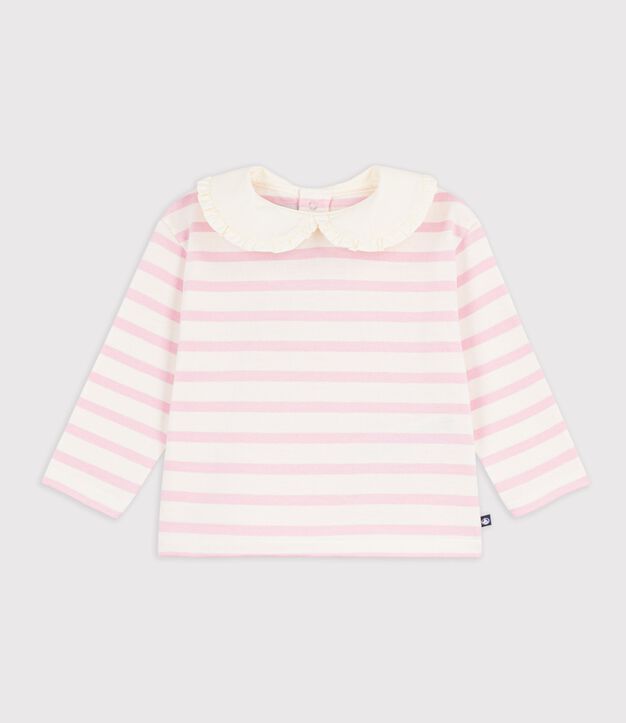 Marinera de algod&oacute;n con cuello beb&eacute; rosa/rosa