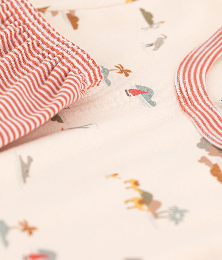 Pijama corto de algod&oacute;n con animales para ni&ntilde;o/ni&ntilde;a crudo/multicolor