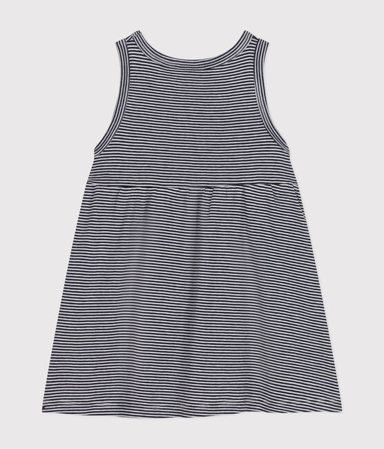 Vestido sin mangas de algodón a rayas para bebé azul SMOKING/blanco MARSHMALLOW