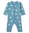 Pijama enterizo sin pies con estampado de yeti de algodón para bebé azul BRUME/ MARSHMALLOW