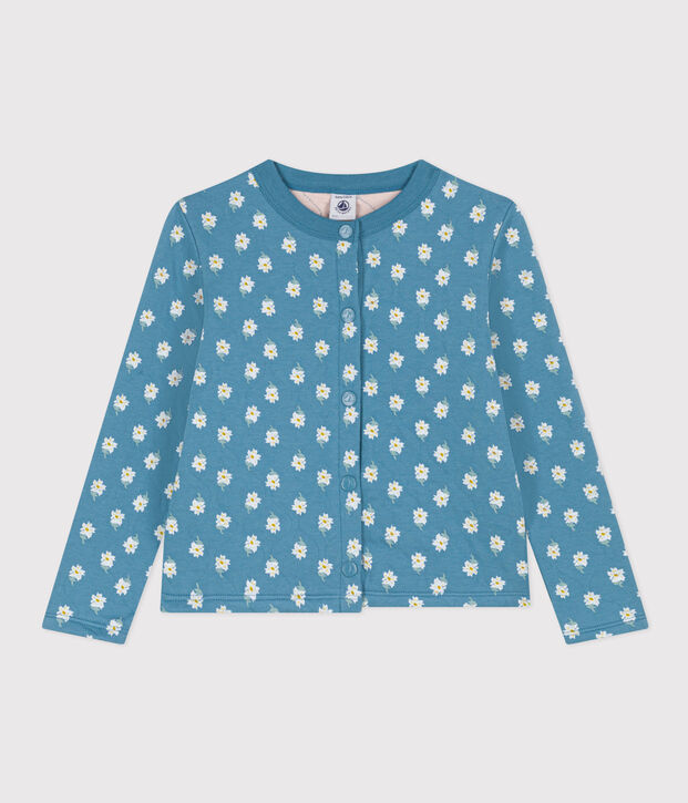 C&aacute;rdigan estampado de tejido t&uacute;bico acolchado de ni&ntilde;a azul/multicolor