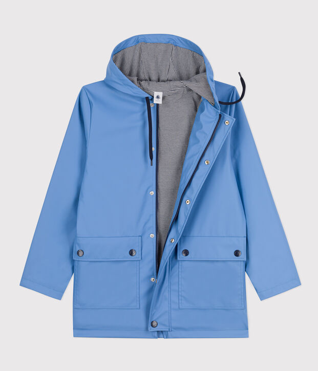 Ic&oacute;nico impermeable encerado fabricado con materiales reciclados azul