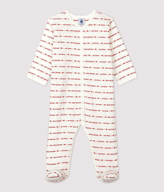 Pelele con Petit Bateau Je t'aime de algodón de bebé blanco MARSHMALLOW/rojo TERKUIT