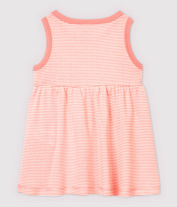 Vestido de rayas sin mangas de canal&eacute; de beb&eacute; ni&ntilde;a rosa/blanco