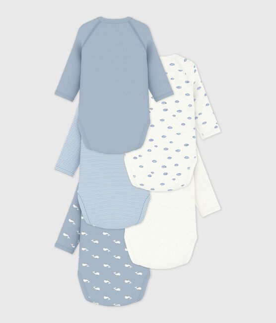 Juego de bodies cruzados y estampados de manga larga de algodón para bebé variante 1
