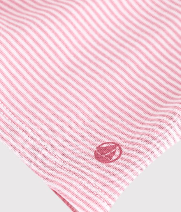 Camiseta infantil de manga corta a rayas rosa/blanco