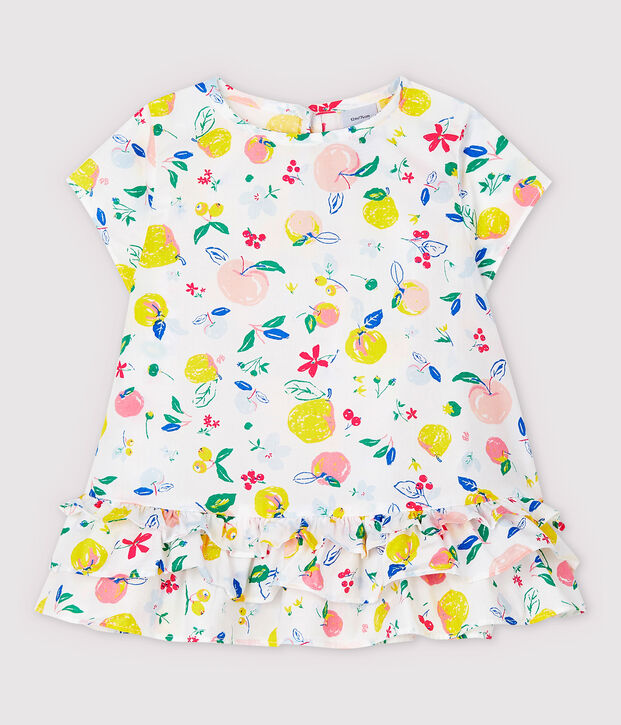 Blusa de manga corta de popelina de beb&eacute; ni&ntilde;a blanco/multicolor