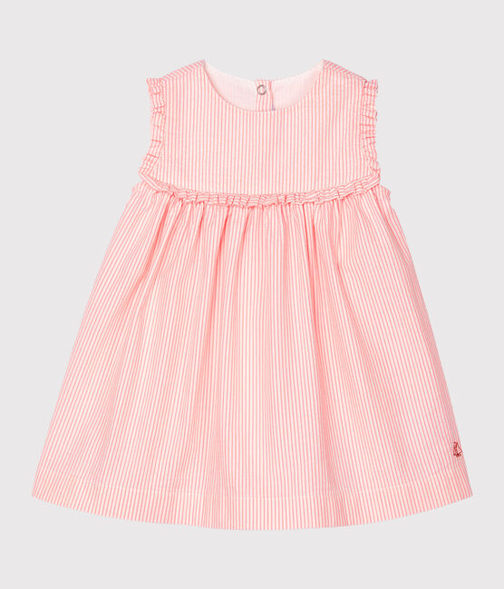 Vestido sin mangas a rayas para bebé niña blanco MARSHMALLOW/rosa ROSAKO