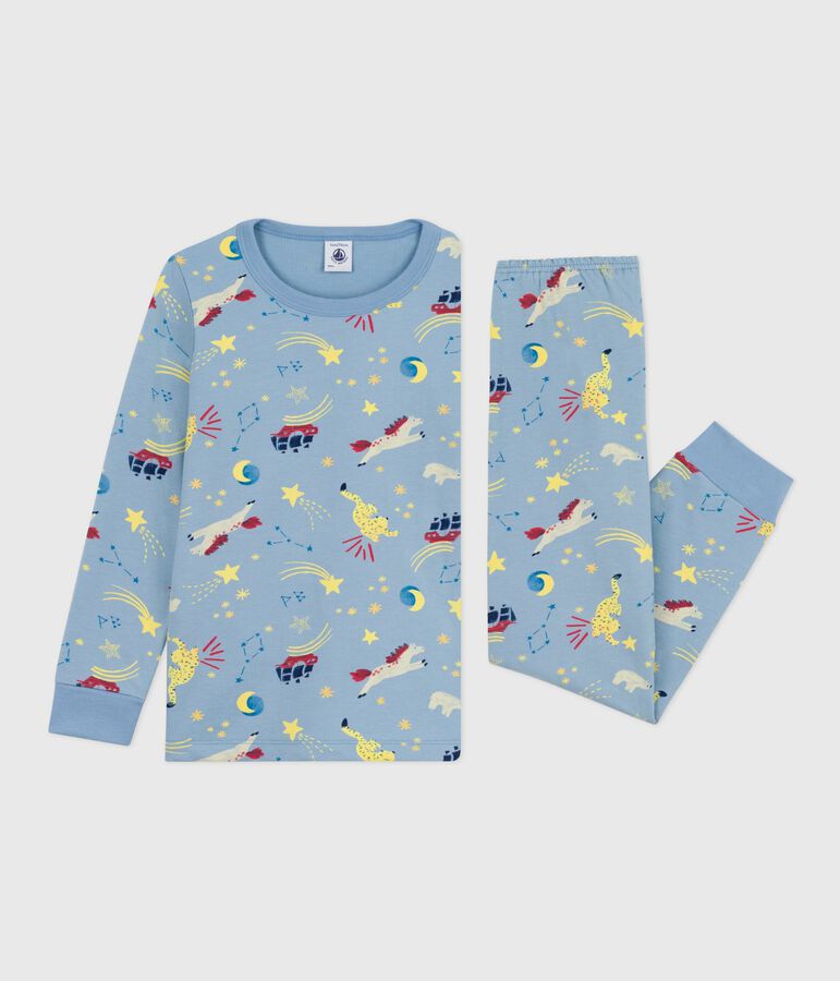 Pijama infantil de felpa con estampado azul/multicolor