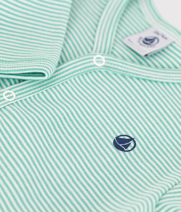 Pijama de algod&oacute;n a rayas para beb&eacute; verde
