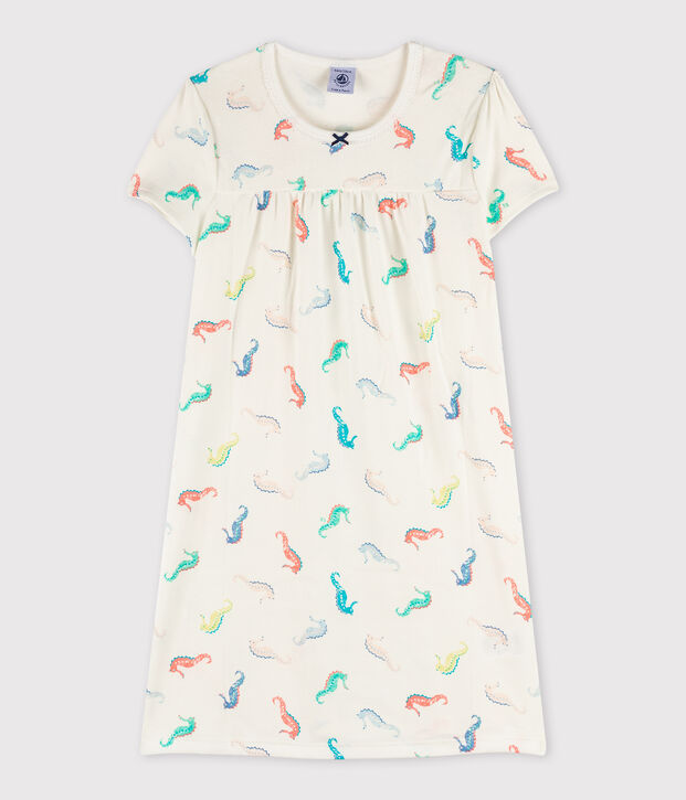 Camis&oacute;n con estampado de caballitos de mar de algod&oacute;n de ni&ntilde;a blanco/multicolor