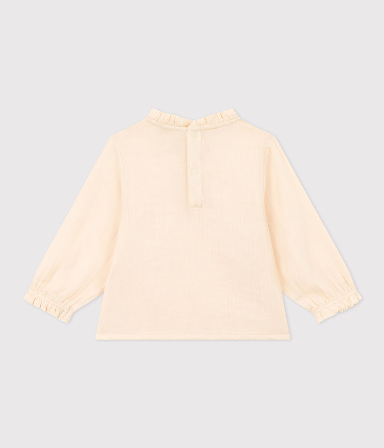 Blusa de manga larga de gasa de algod&oacute;n para beb&eacute; crudo