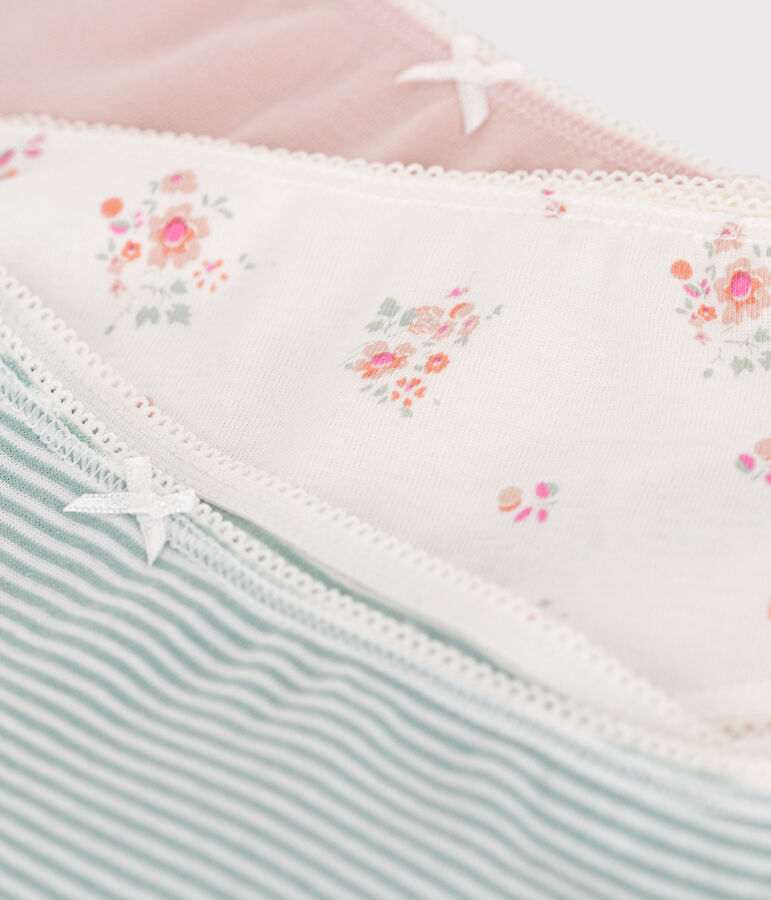 Juego de 3 culottes infantiles de algod&oacute;n con flor multicolor