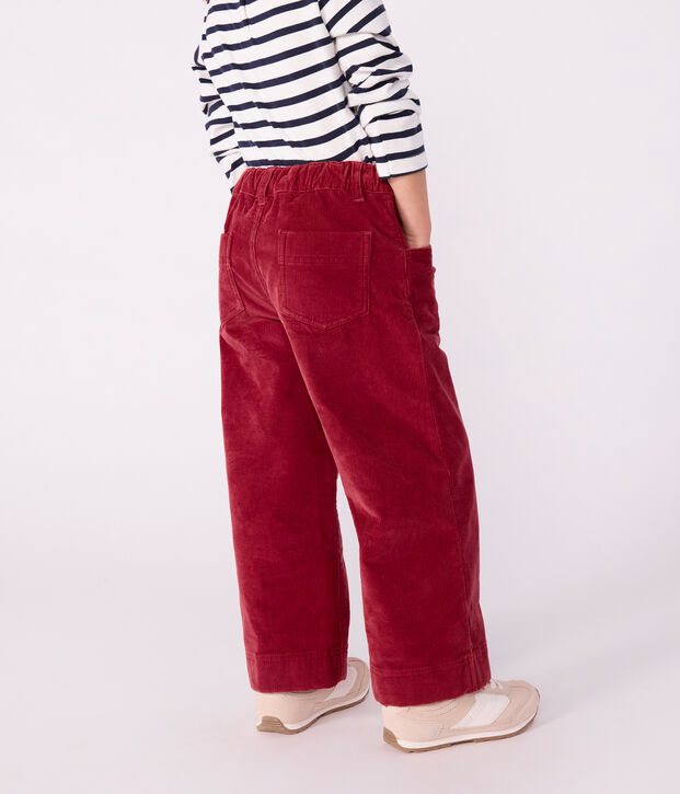 Pantal&oacute;n ancho infantil de terciopelo liso rojo