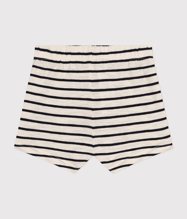 Pantal&oacute;n corto de jersey flameado para beb&eacute; crudo/azul
