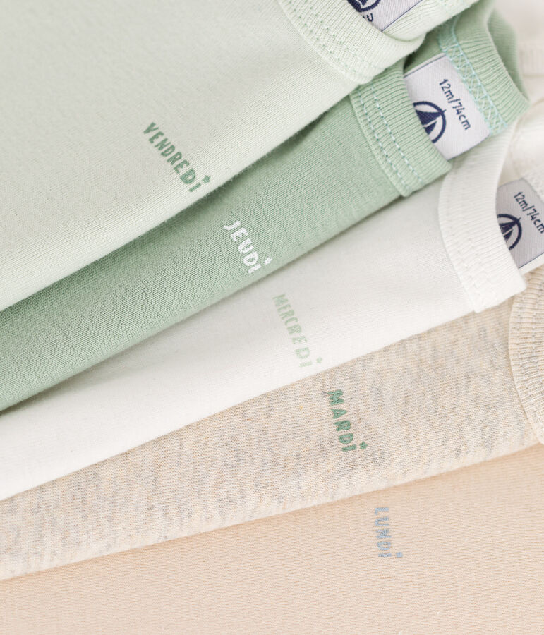 Juego de 5 bodis de algod&oacute;n de manga corta para beb&eacute; multicolor