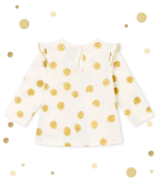 Blusa para bebé niña estampada blanco MARSHMALLOW/amarillo DORE