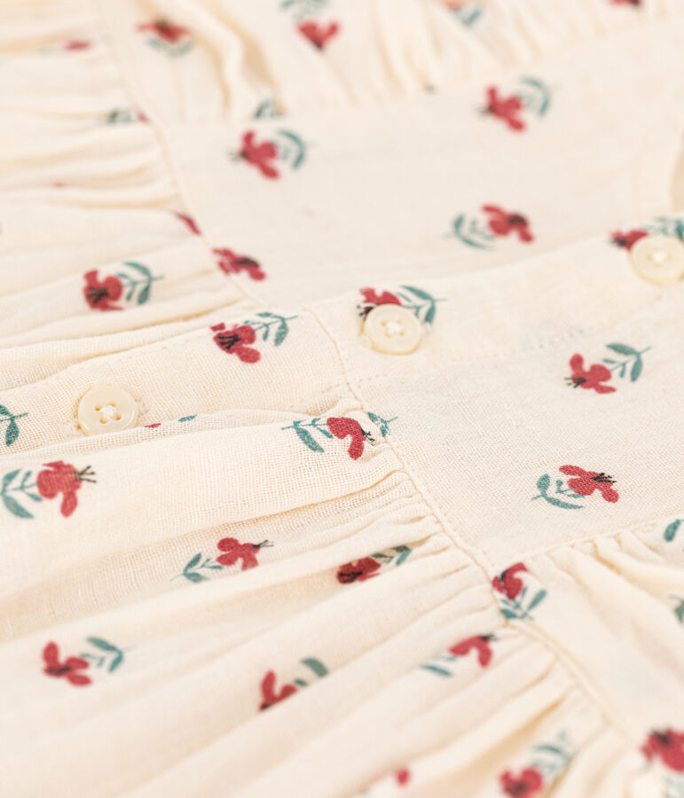 Vestido y bloomer estampados de gasa de algod&oacute;n para beb&eacute; crudo/multicolor