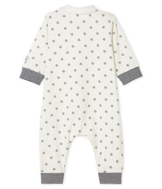 Pelele de canalé con estrellas para bebé blanco MARSHMALLOW/gris GRIS