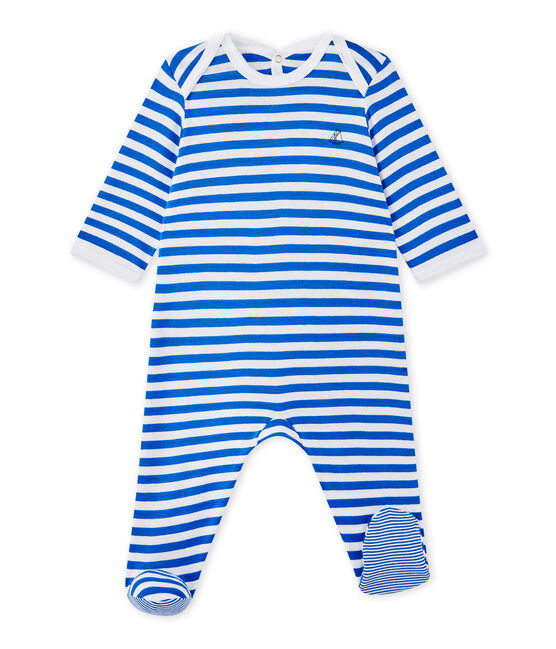 Pijama de rayas para bebé niño azul PERSE/blanco ECUME