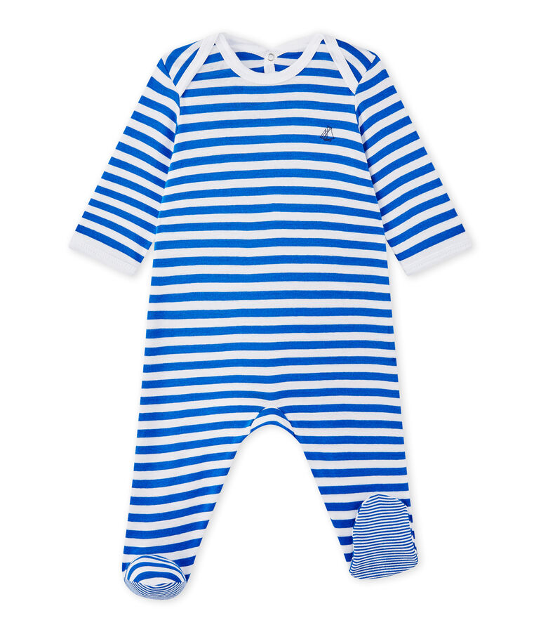 Pijama de rayas para beb&eacute; ni&ntilde;o azul/blanco