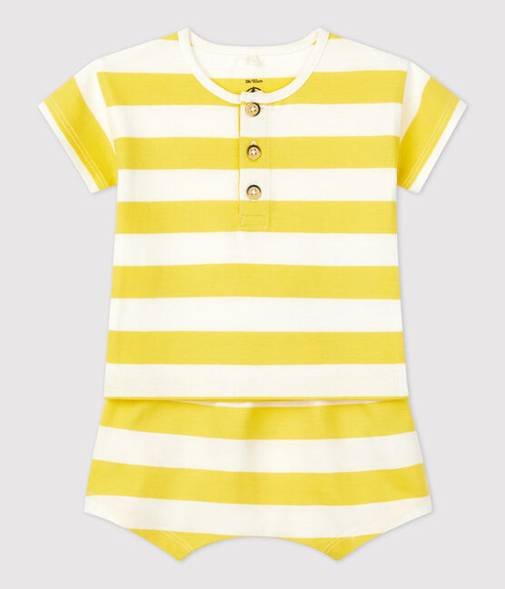Conjunto de 2 piezas a rayas de jersey de bebé amarillo ORGE/blanco MARSHMALLOW