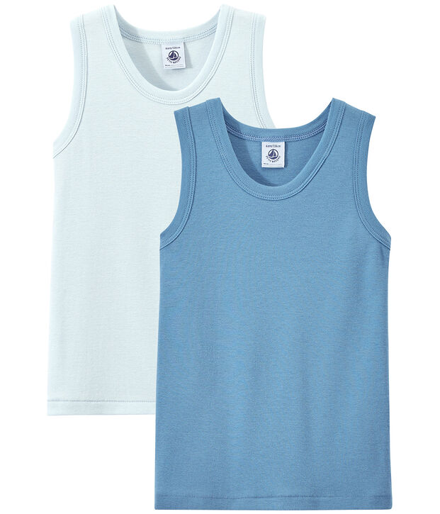 Lote de 2 camisetas sin mangas lisas para ni&ntilde;o blanco