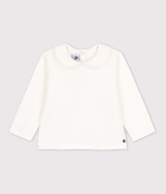 Blusa de algodón de manga larga para bebé blanco MARSHMALLOW