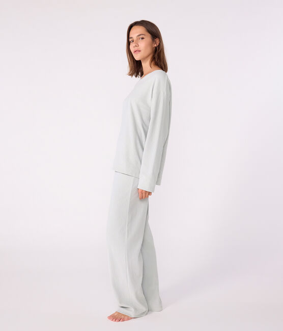 Pijama de terciopelo liso de pierna recta para mujer CO2