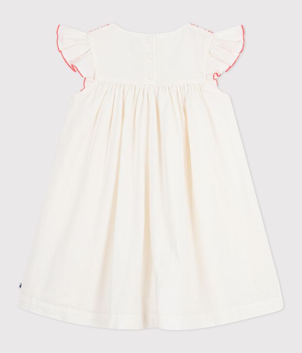 Vestido infantil de algod&oacute;n de manga corta blanco