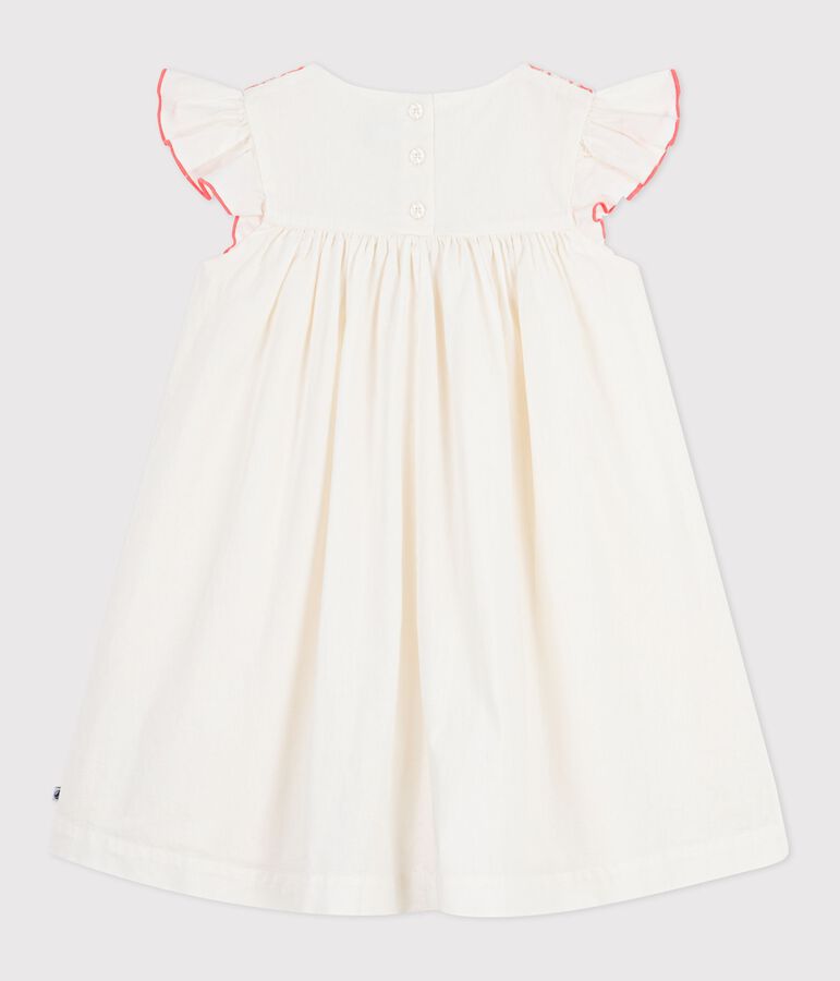 Vestido infantil de algod&oacute;n de manga corta blanco