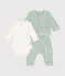 Conjunto de 3 piezas de túbico para bebé verde HERBIER/blanco MULTICO