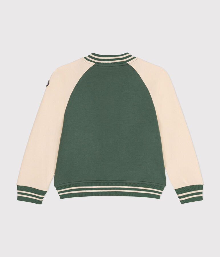 Chaqueta teddy de felpa para ni&ntilde;o verde/crudo